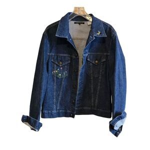 Liberty Embroidered Denim Jacket Bee and flowers Detail Cute cottagecore